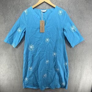 NWT Tendency Women's Long Lightweight Summer Dress Blue Teal Print‎ Small
